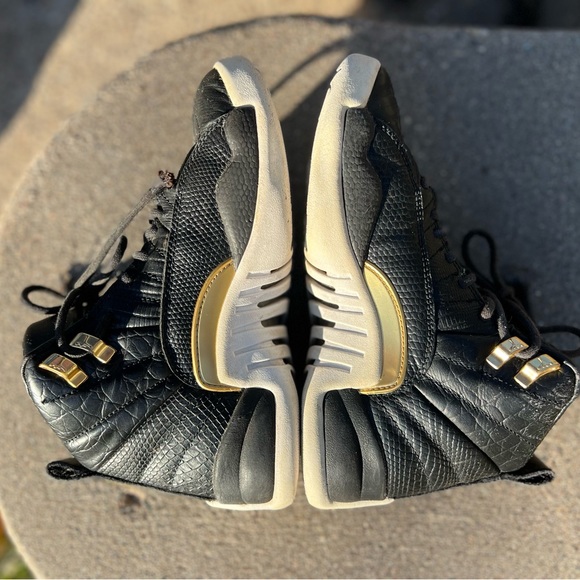 🏀 🐲☑️Nike Air Jordan XII / 12 | Retro Reptile 2019 | Midnight Black Gold White - Picture 11 of 16